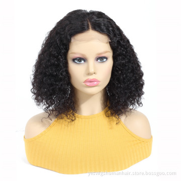 Mongolian Kinky Curly Human Hair Lace Front Closure Wig Short Bob Cut 4X4 Front Lace Kinky Curly Hair Bob Wigs Vendor Wholesale